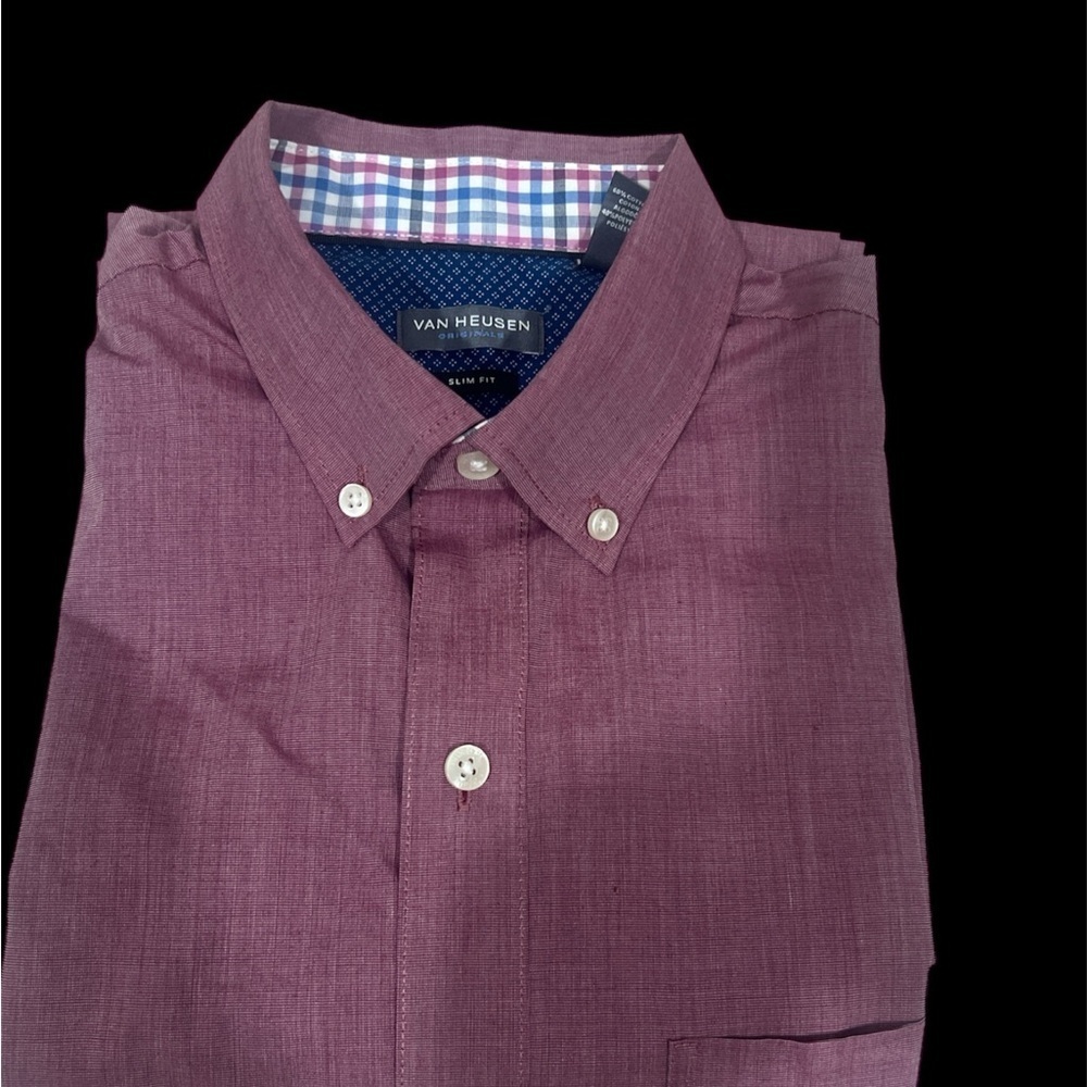 Van Heusen Purple Casual Button Down Shirt Sleeve size : M